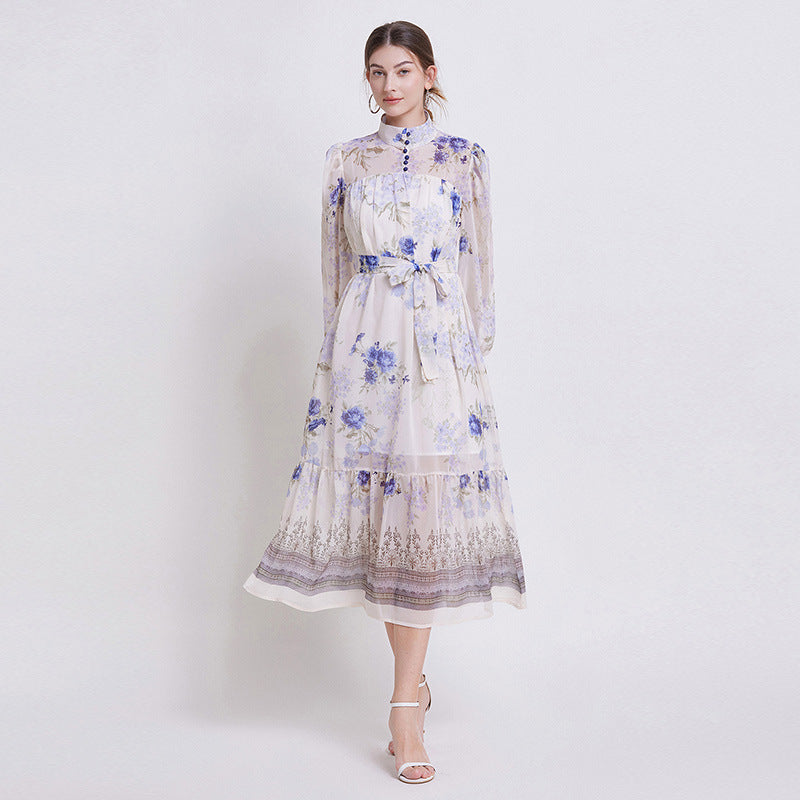 Sarah | Elegant Floral Chiffon Dress
