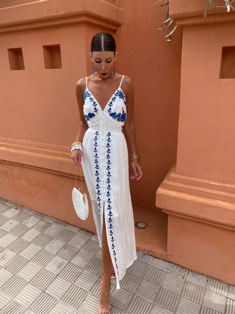 Alessandra™ | Embroidered Strappy Dress