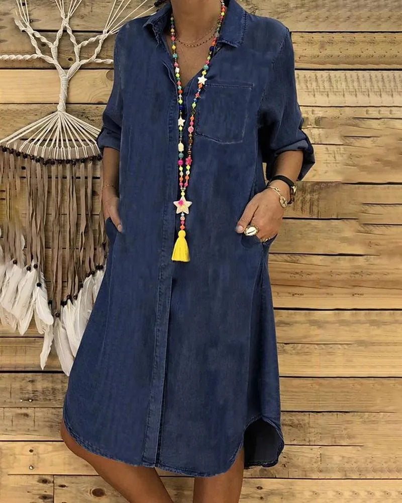 Eleora™ - Vintage Denim Long Dress