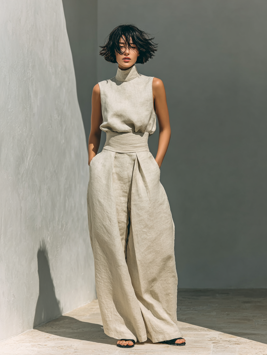 The Maria Linen Top & Wide-Leg Pants Set