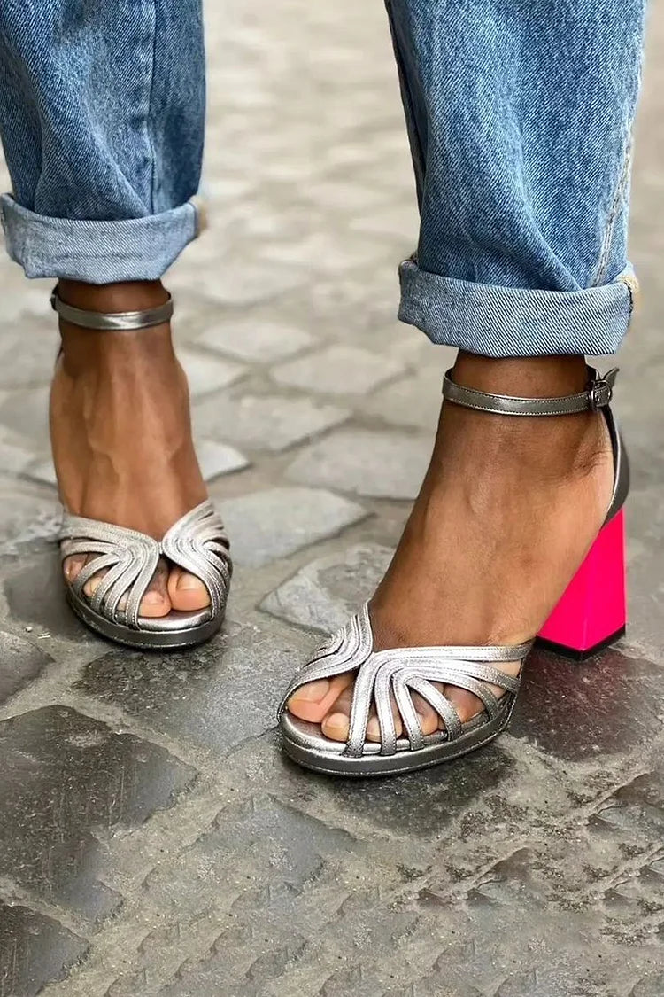 TWO-TONE HEEL SANDALS