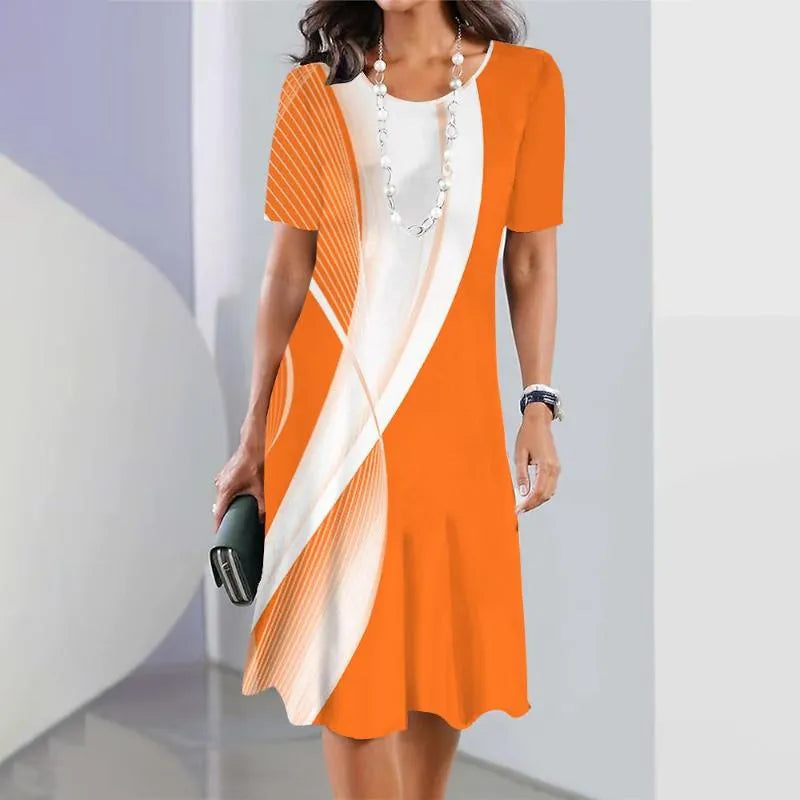 Dalia™ - Women's Pleated Dress with Color Blocks