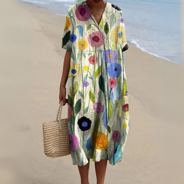 Charlotte - Floral Patterned Dress in Vibrant Colors