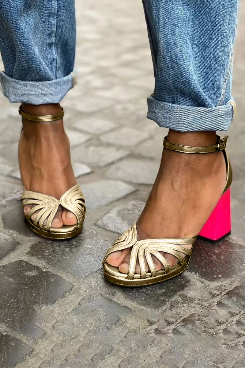 TWO-TONE HEEL SANDALS