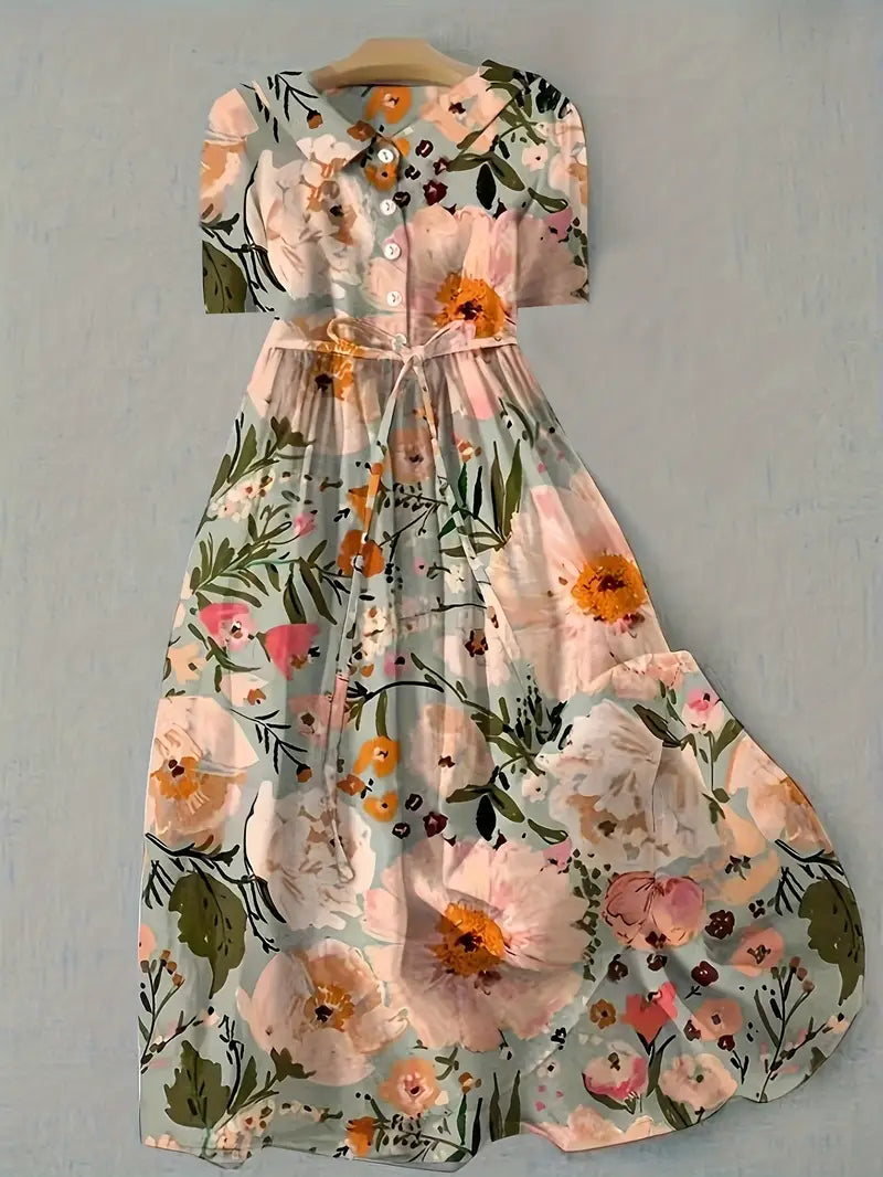 Aurélie | Summer Floral Dress in Warm Tones