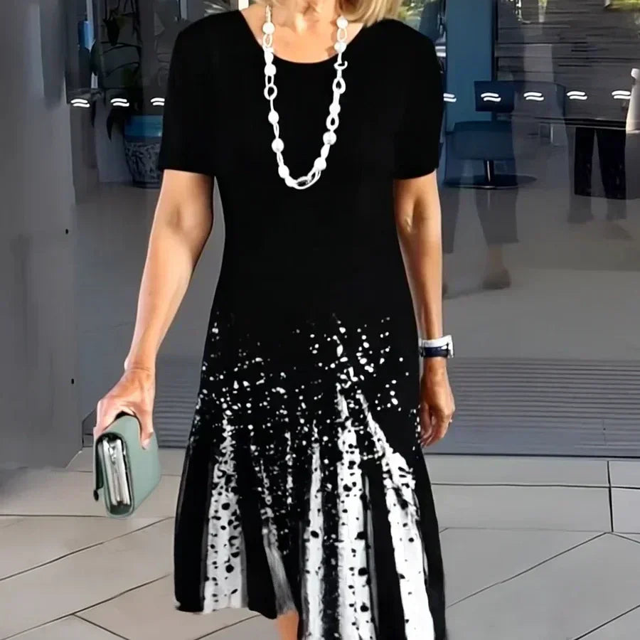 Dalia™ - Women's Pleated Dress with Color Blocks